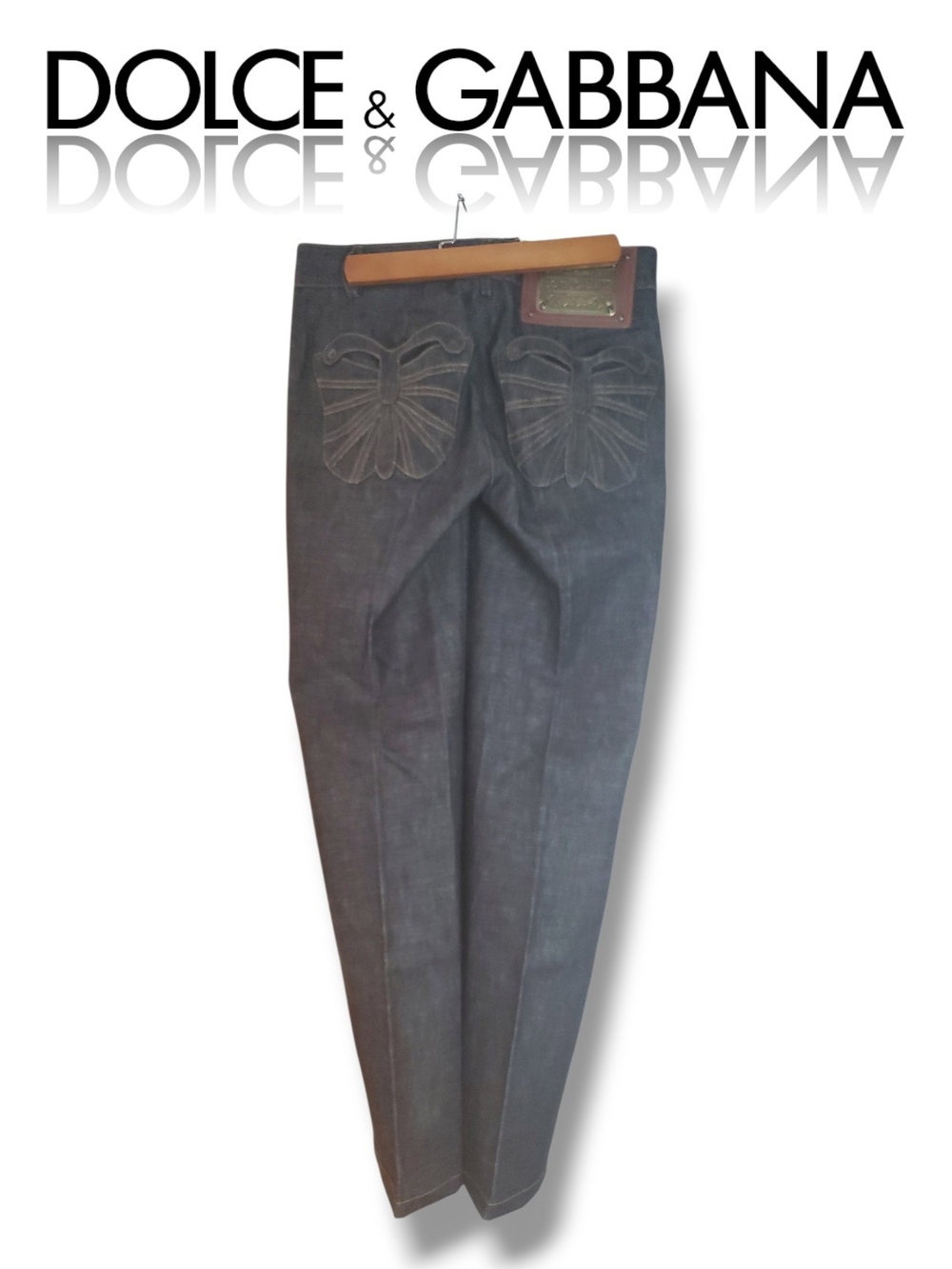 Dolce & Gabbana Denim Butterfly Bootcut Flare Denim Jeans EU 40 NWT Authenticate - Picture 9 of 17